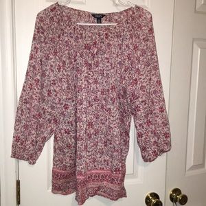Chaps Red and Blue Bohemian Blouse Large